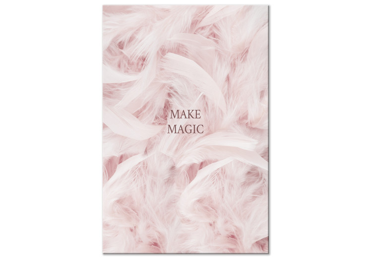 Canvas Art Print Brown inscription Make Magic - Abstraction with pink in the background 136453