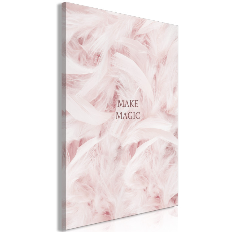 Canvas Art Print Brown inscription Make Magic - Abstraction with pink in the background 136453 additionalImage 2