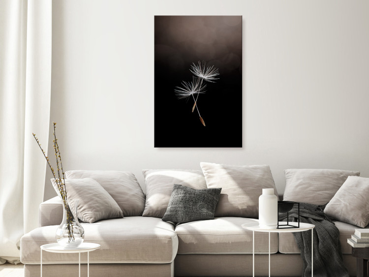 Canvas Print Two Dandelier Seeds - Boho Style Photography on a Dark Background 137253 additionalImage 3