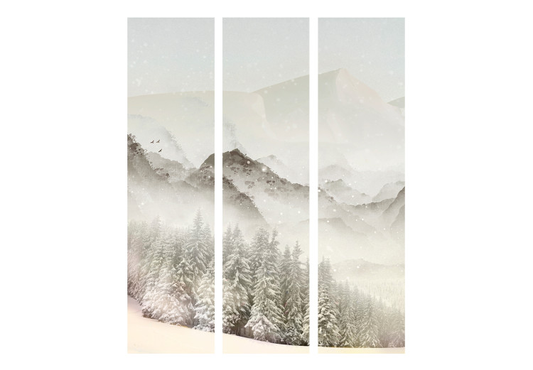 Folding Screen Snowy Valley (3-piece) - Landscape of mountains and trees in winter 138353 additionalImage 3
