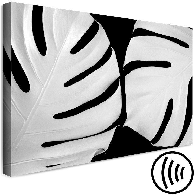 Canvas Print White Monstera (1-piece) Wide - landscape with black and white leaves 138753 additionalImage 6