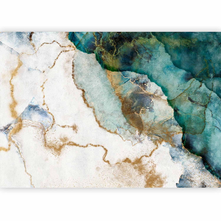 Photo Wallpaper Turquoise melancholy - abstract marble watercolour with patterns 142953 additionalImage 1