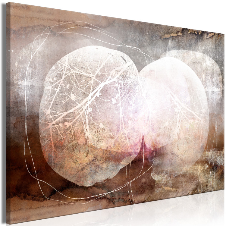 Canvas Print Beige Abstraction (1-piece) - rounded spheres with a botanical motif 143853 additionalImage 2