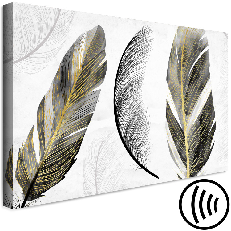 Canvas Print Boho in the Wind (1-piece) - black and gray feathers in abstraction 143953 additionalImage 6