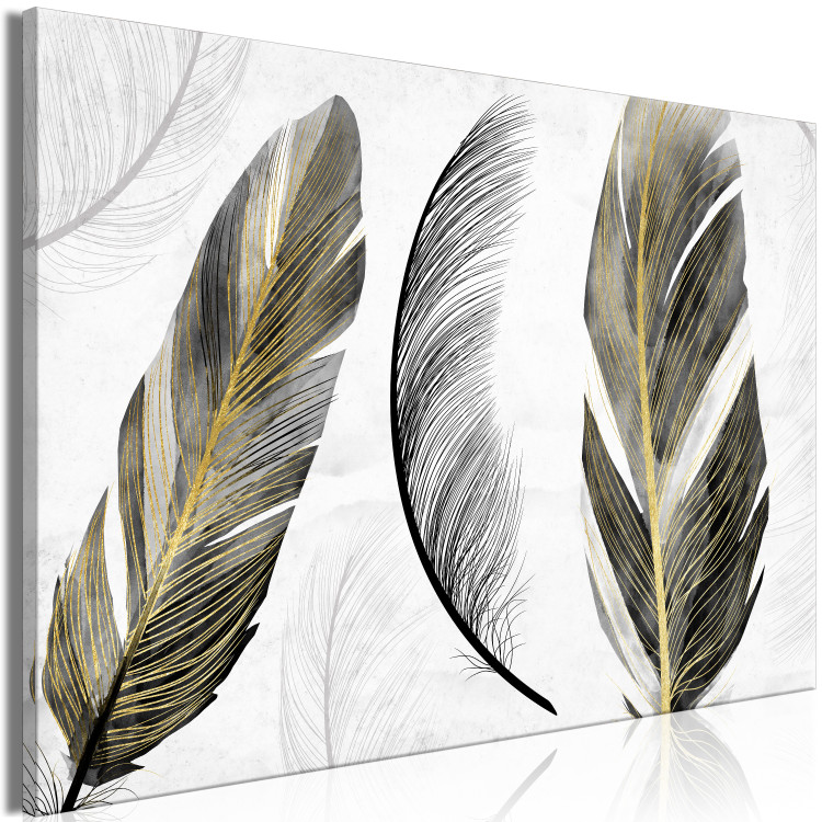 Canvas Print Boho in the Wind (1-piece) - black and gray feathers in abstraction 143953 additionalImage 2