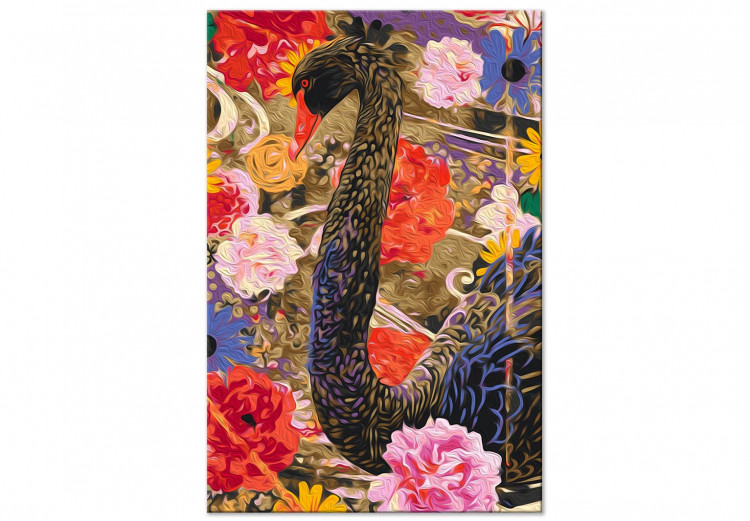 Paint by Number Kit Colorful Kilim - Black Swan in Gold on Flowers Background 145153 additionalImage 4