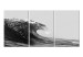 Canvas Art Print Foamy Wave of Refreshment (3-piece) - black and white seascape 145353