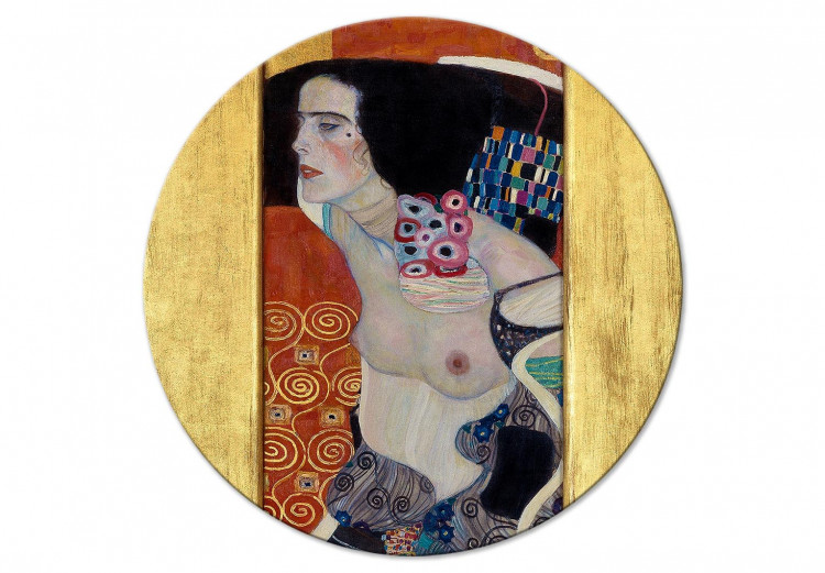 Round Canvas Judith II, Gustav Klimt - Abstract Portrait of a Half-Naked Woman 148753