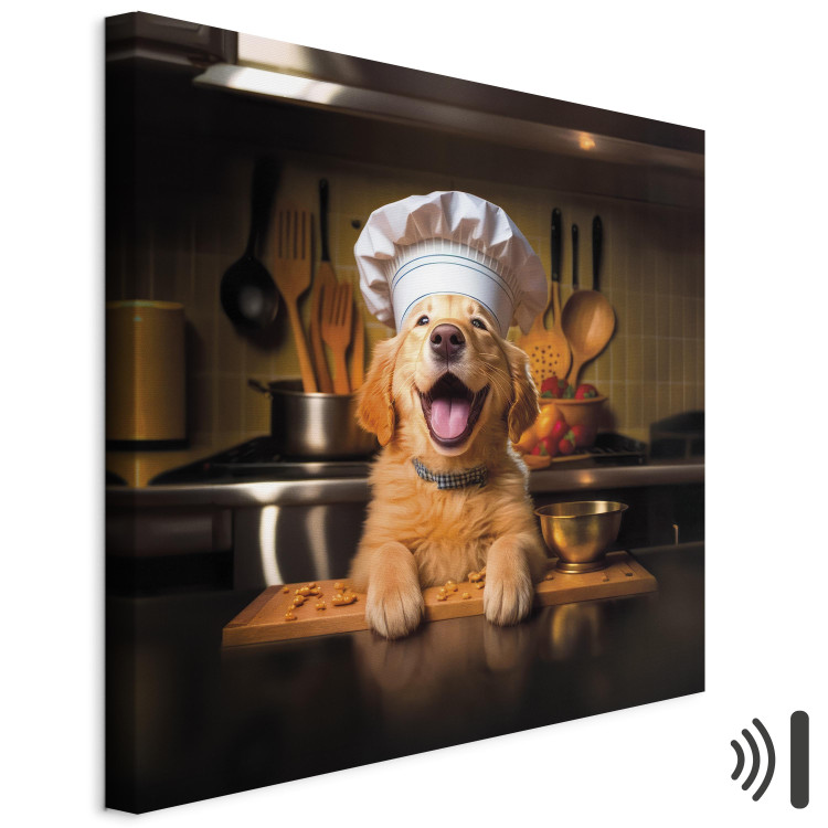 Canvas Art Print AI Golden Retriever Dog - Cheerful Animal in the Role of a Cook - Square 150253 additionalImage 8