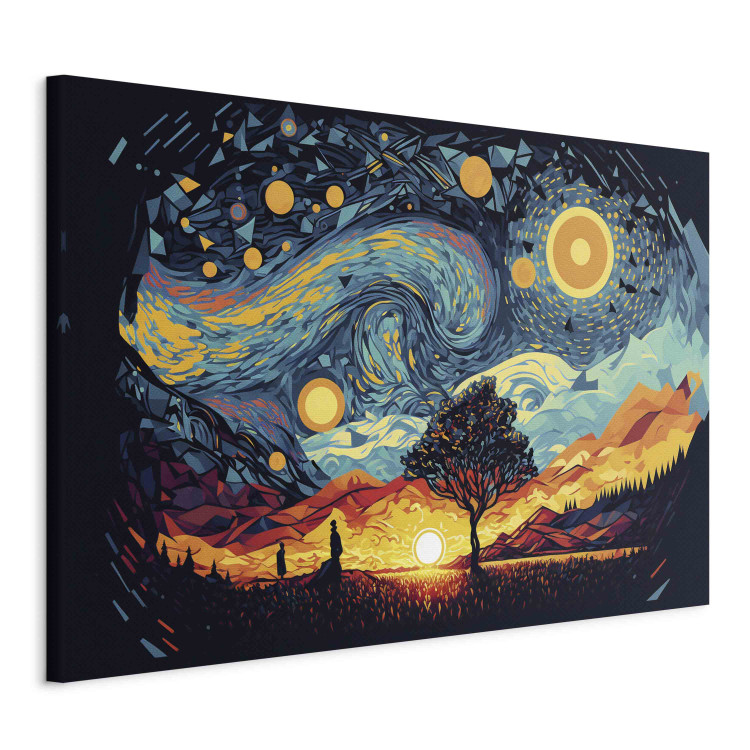 Canvas Print Sunrise - A Colorful Landscape Inspired by the Work of Van Gogh 151053 additionalImage 2