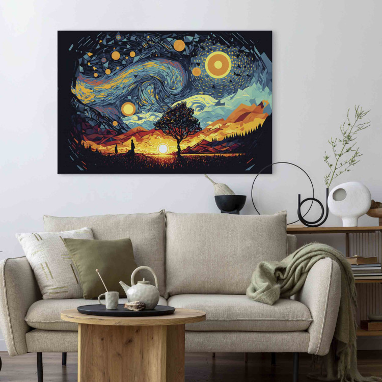 Canvas Print Sunrise - A Colorful Landscape Inspired by the Work of Van Gogh 151053 additionalImage 5