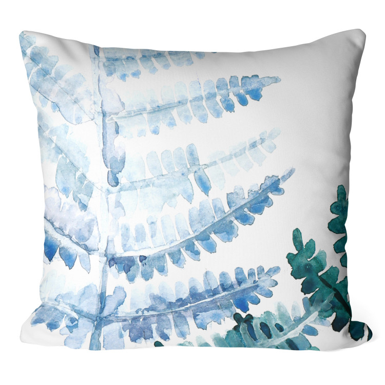 Decorative Microfiber Pillow Fern Leaf - Organic Composition With Blue Plant 151353
