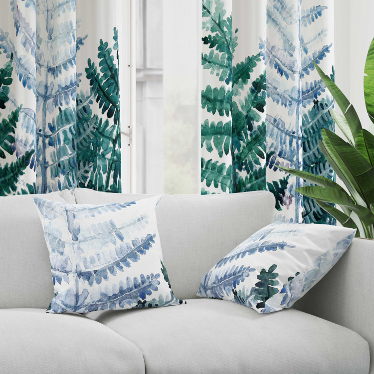 Decorative Microfiber Pillow Fern Leaf - Organic Composition With Blue Plant 151353 additionalImage 2