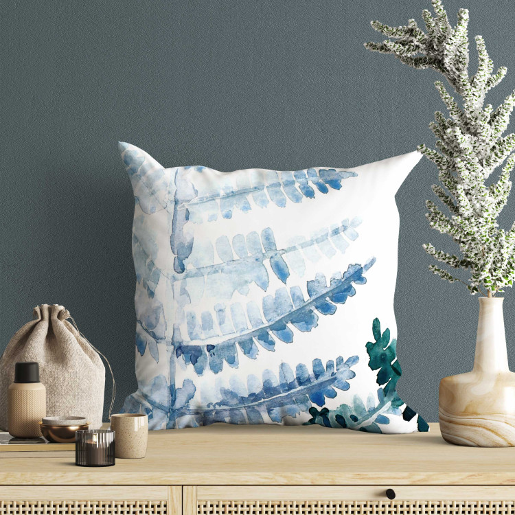 Decorative Microfiber Pillow Fern Leaf - Organic Composition With Blue Plant 151353 additionalImage 5