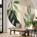 Round wallpaper Leaves in Watercolor - Plants on an Abstract Background in Shades of Brown 151453 additionalThumb 3