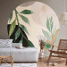 Round wallpaper Leaves in Watercolor - Plants on an Abstract Background in Shades of Brown 151453 additionalThumb 2