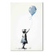 Canvas Art Print Blue Balloon - A Girl’s Figure on Banksy-Style Graffiti 151753 additionalThumb 7