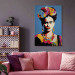 Canvas Art Print Frida Kahlo - Portrait of a Woman in Pop-Art Style on a Blue Background 152253 additionalThumb 9