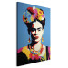 Canvas Art Print Frida Kahlo - Portrait of a Woman in Pop-Art Style on a Blue Background 152253 additionalThumb 2