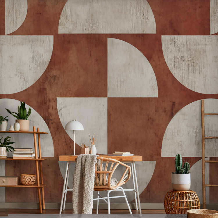 Wall Mural Geometric Composition - Crescents on a Terracotta Background 159453 additionalImage 4