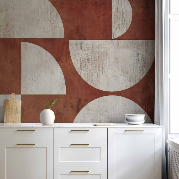 Wall Mural Geometric Composition - Crescents on a Terracotta Background 159453 additionalImage 6