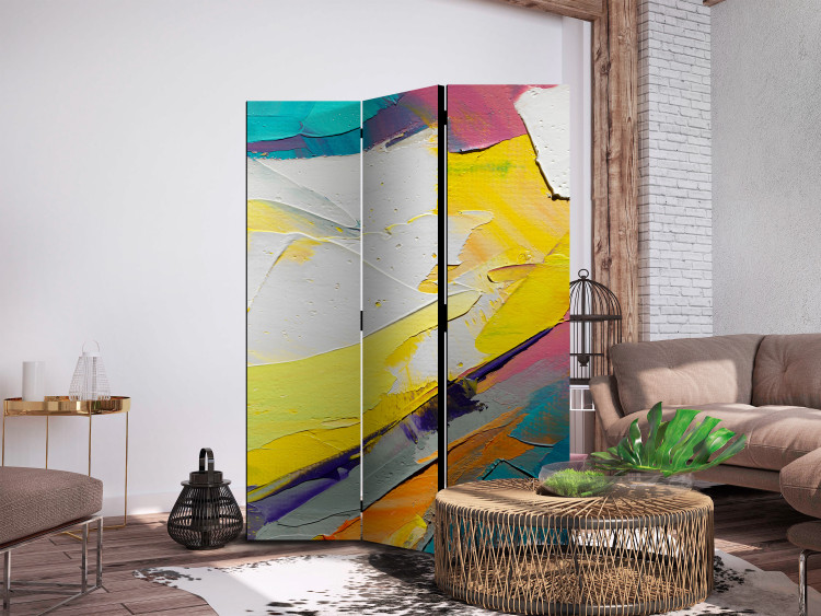 Room Separator Colorful Abstraction - Composition of Colors Applied With Spatula [Room Dividers] 159553 additionalImage 2