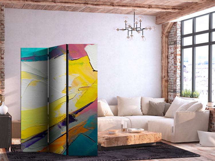 Room Separator Colorful Abstraction - Composition of Colors Applied With Spatula [Room Dividers] 159553 additionalImage 4
