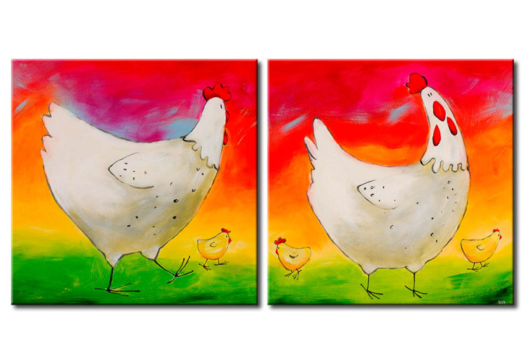 Canvas Art Print Merry chickens 48853