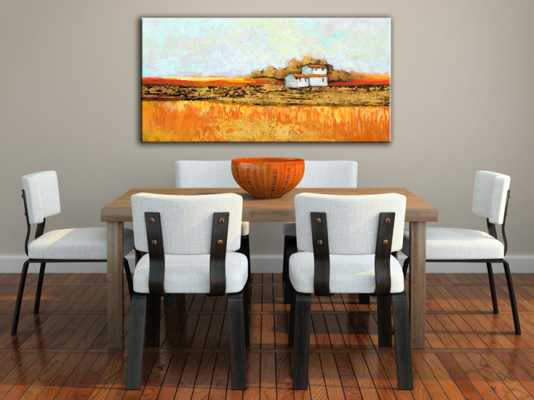Canvas Art Print Cottage in the countryside - a farmhouse surrounded by fields 49753 additionalImage 2
