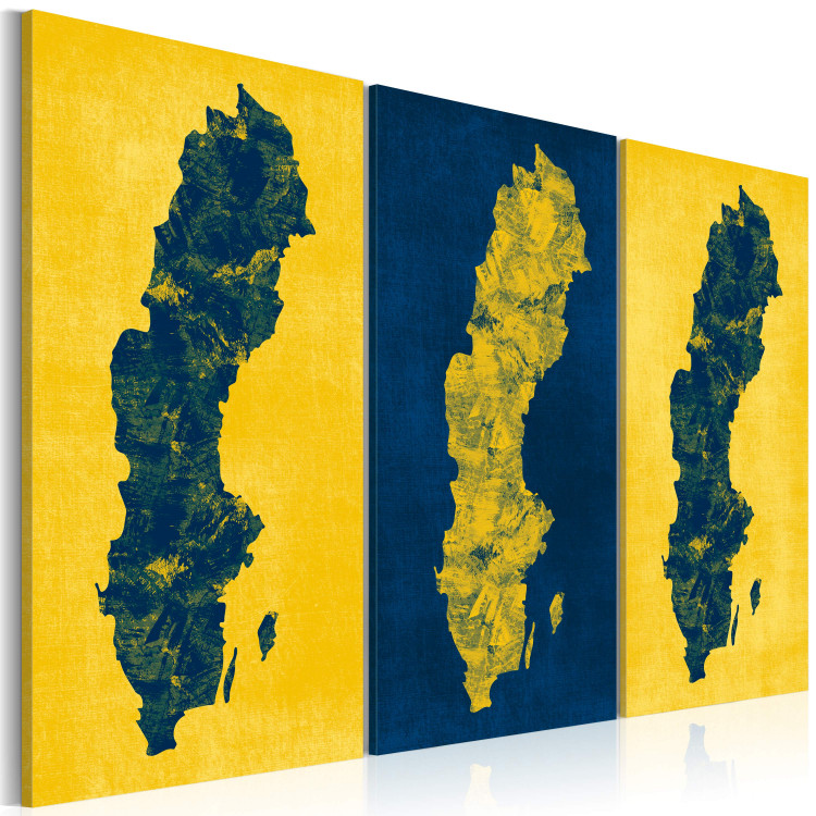 Canvas Print Painted map of Sweden - triptych 55353 additionalImage 2