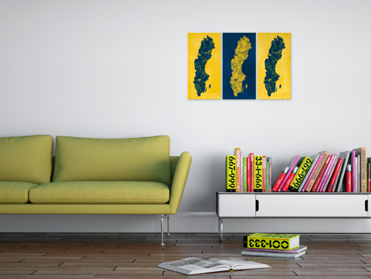 Canvas Print Painted map of Sweden - triptych 55353 additionalImage 3