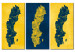 Canvas Print Painted map of Sweden - triptych 55353