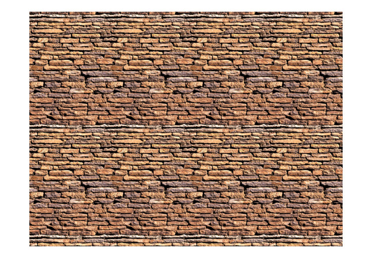 Photo Wallpaper Sunlit Wall - Stone Background with Mahogany Brick Effect in 3D 60953 additionalImage 1