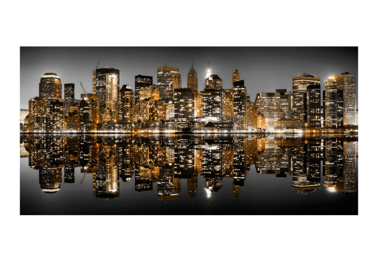 Photo Wallpaper Golden New York - Architecture with a Glamour Effect in a Water Reflection 61553 additionalImage 1