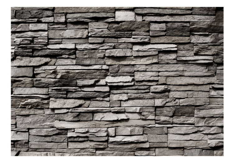 Photo Wallpaper Granite bastion - textured background of stone blocks in grey 88753 additionalImage 1