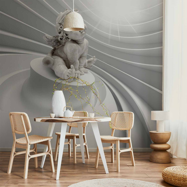 Wall Mural Angelic splendour - white abstraction with 3D angel sculpture 92053 additionalImage 6