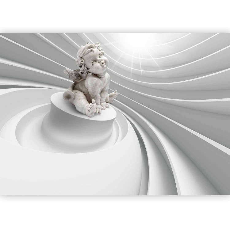 Wall Mural Angelic splendour - white abstraction with 3D angel sculpture 92053 additionalImage 5