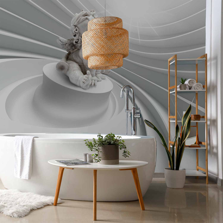 Wall Mural Angelic splendour - white abstraction with 3D angel sculpture 92053 additionalImage 8