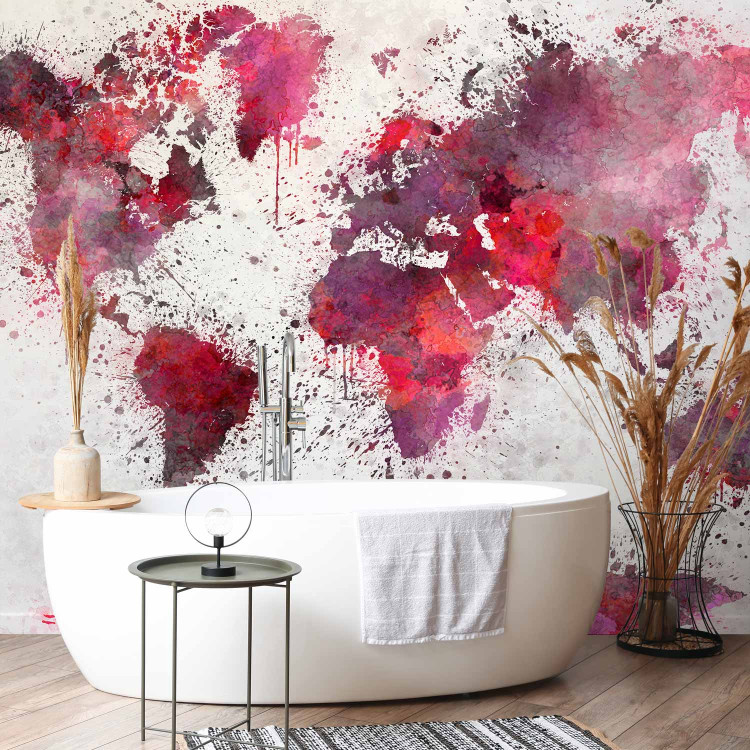 Wall Mural World Map: Red Watercolors 107563 additionalImage 8