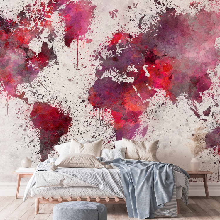 Wall Mural World Map: Red Watercolors 107563 additionalImage 2