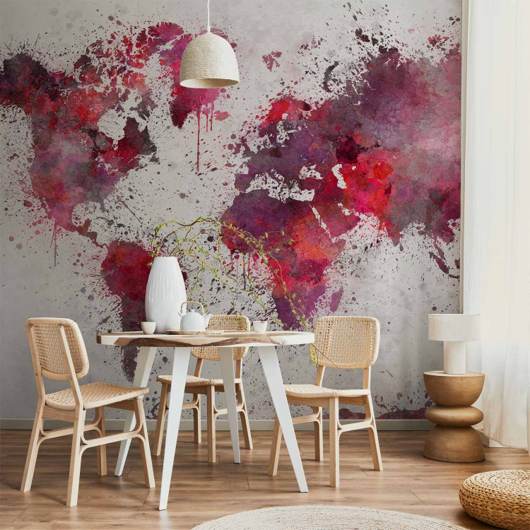 Wall Mural World Map: Red Watercolors 107563 additionalImage 6