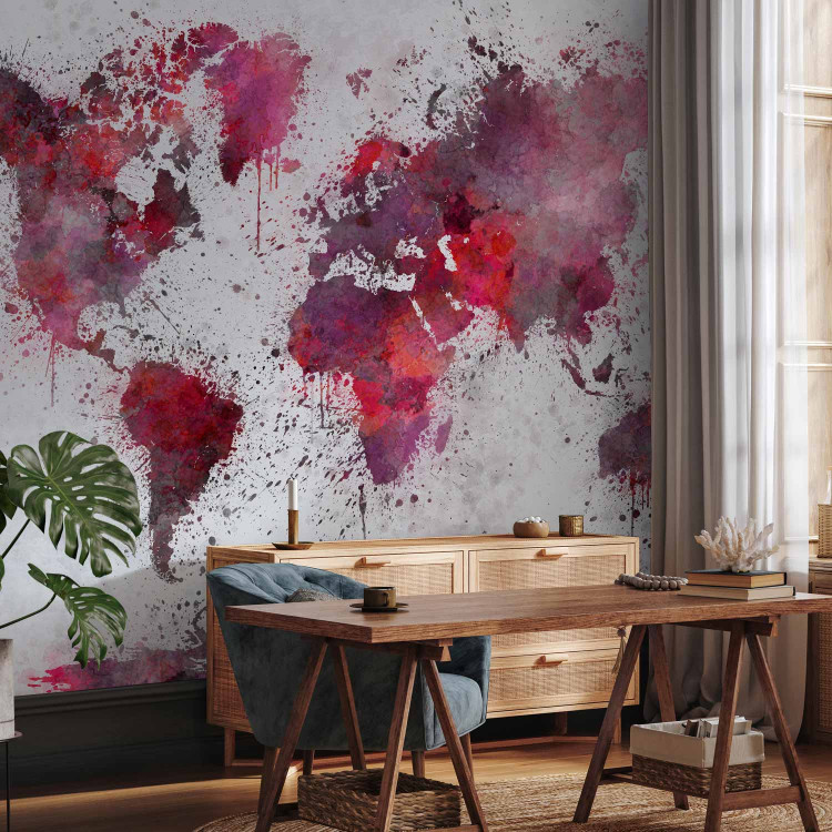 Wall Mural World Map: Red Watercolors 107563 additionalImage 4