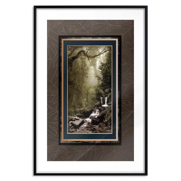 Wall Poster Extraordinary Forest - Picturesque forest landscape in a frame on a patterned background 114363 additionalImage 15