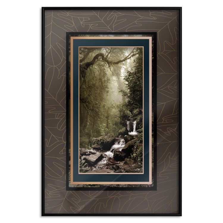 Wall Poster Extraordinary Forest - Picturesque forest landscape in a frame on a patterned background 114363 additionalImage 24