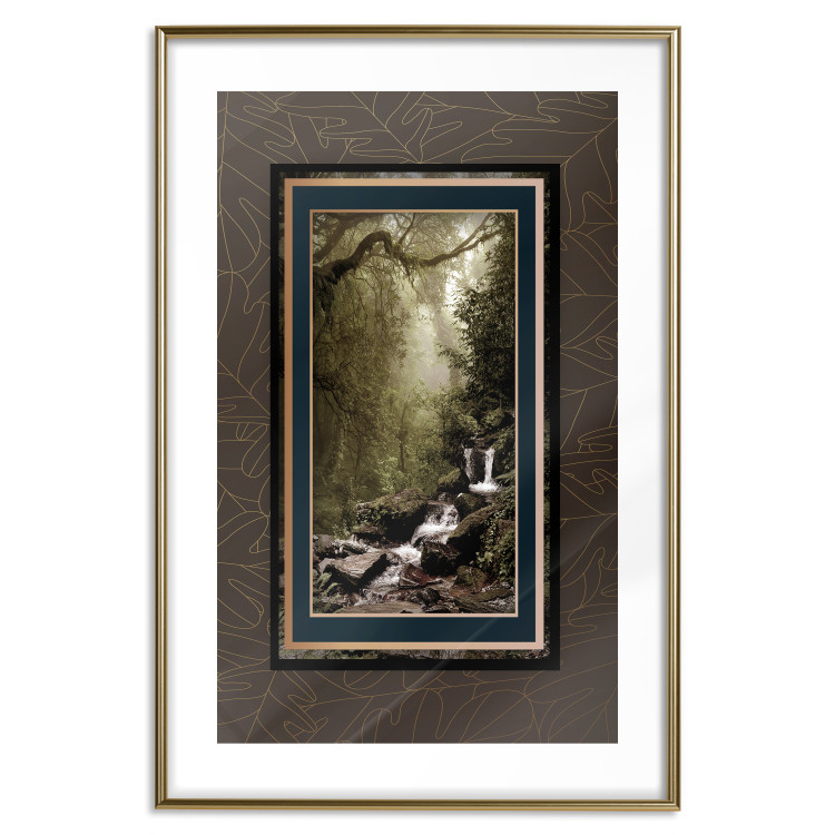 Wall Poster Extraordinary Forest - Picturesque forest landscape in a frame on a patterned background 114363 additionalImage 14