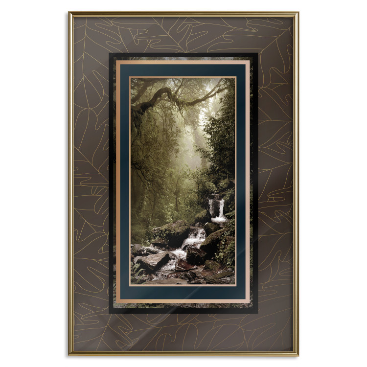 Wall Poster Extraordinary Forest - Picturesque forest landscape in a frame on a patterned background 114363 additionalImage 16