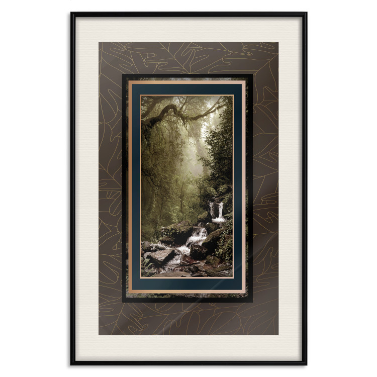 Wall Poster Extraordinary Forest - Picturesque forest landscape in a frame on a patterned background 114363 additionalImage 18