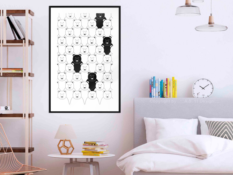 Wall Poster Alien in the Herd - black and white composition with animals for children 114563 additionalImage 6