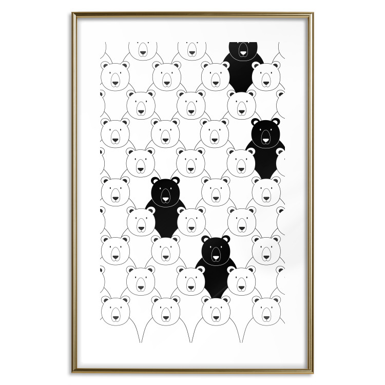 Wall Poster Alien in the Herd - black and white composition with animals for children 114563 additionalImage 16