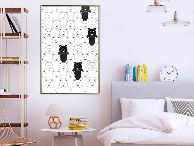 Wall Poster Alien in the Herd - black and white composition with animals for children 114563 additionalImage 7